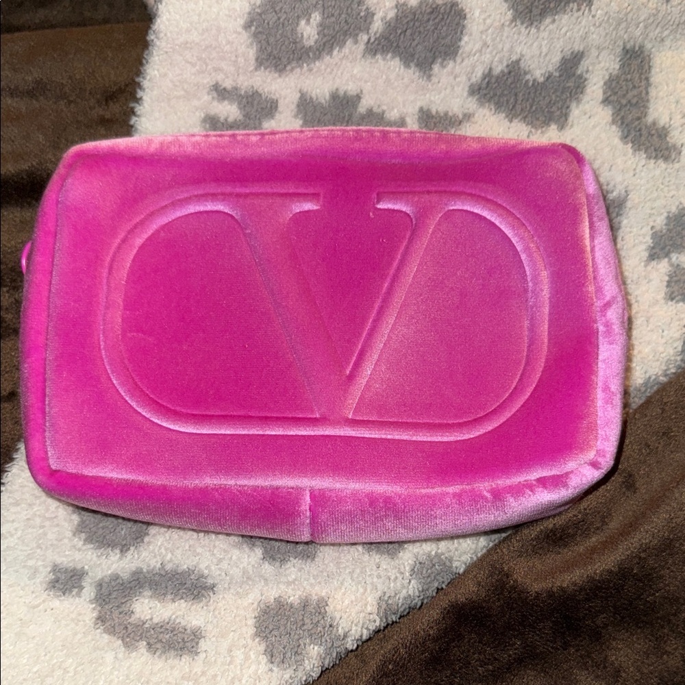 Valentino Pink Velvet Beauty Clutch